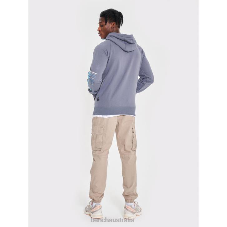 LUCIAN Zip Through Sweat Hoodie Men 8V8T61 Steel Grey Bench Apparel