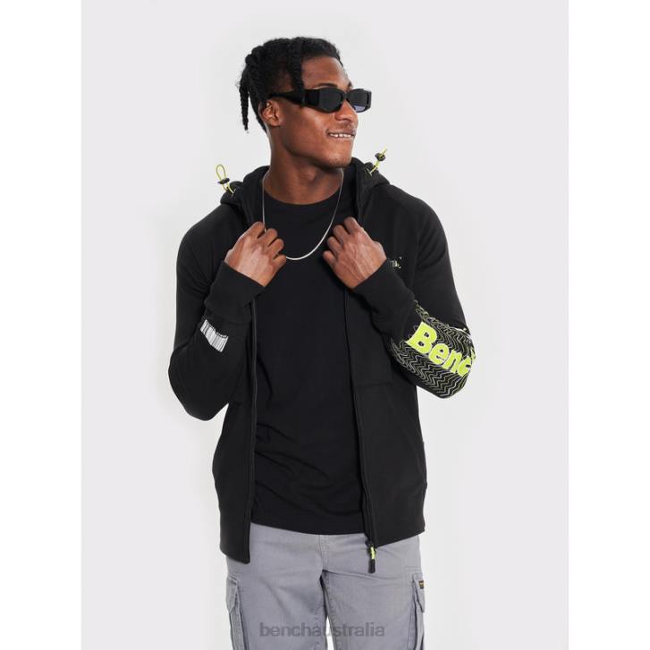 LUCIAN Zip Through Sweat Hoodie Men 8V8T62 Black Bench Apparel