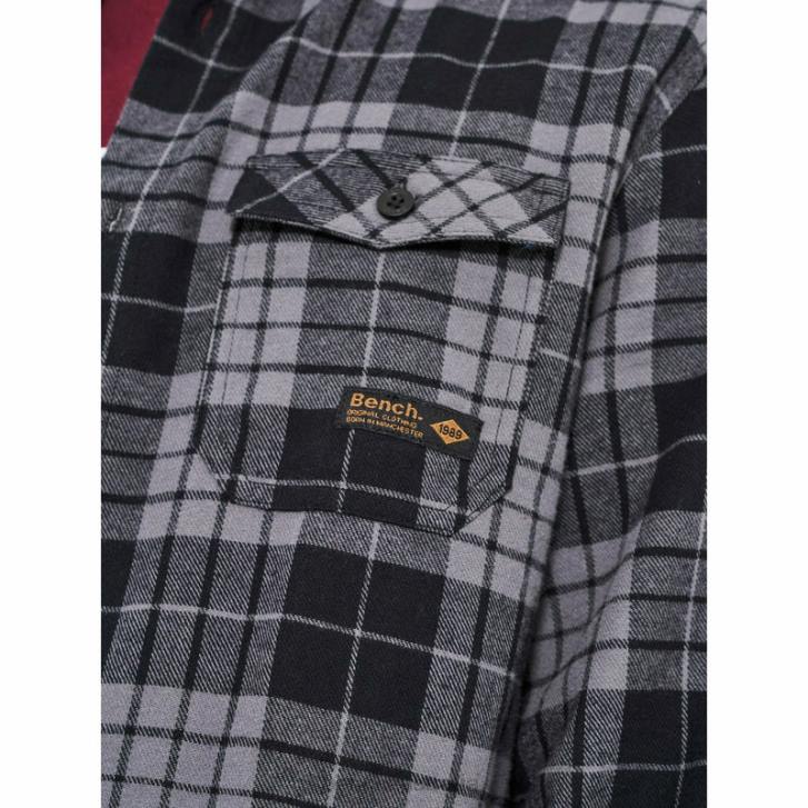 CARLOW Flannel Shirt Men 8V8T30 Black/Charcoal Check Bench Apparel