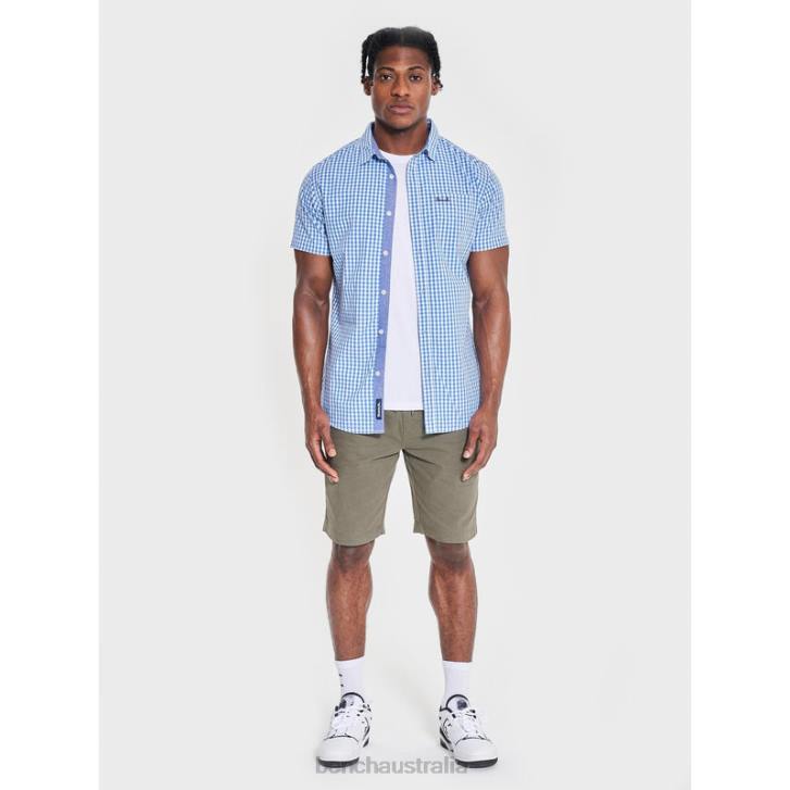 ESHER Short Sleeve Shirt Men 8V8T26 Blue Check Bench Apparel