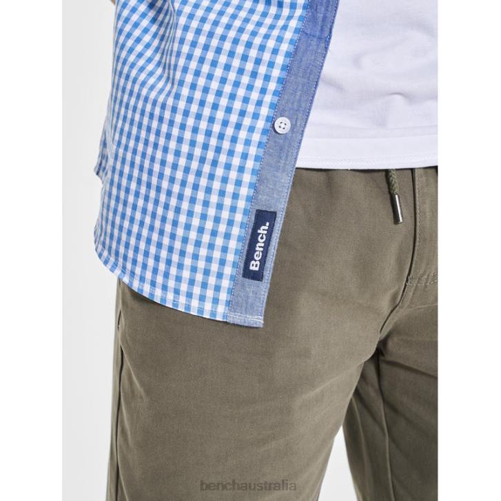 ESHER Short Sleeve Shirt Men 8V8T26 Blue Check Bench Apparel