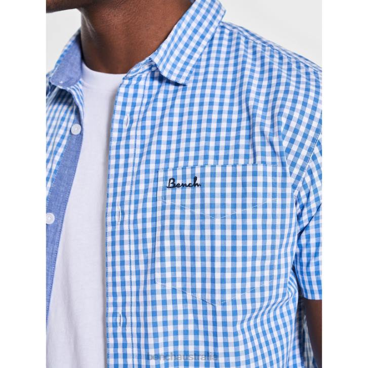 ESHER Short Sleeve Shirt Men 8V8T26 Blue Check Bench Apparel