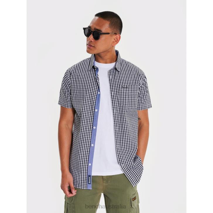 ESHER Short Sleeve Shirt Men 8V8T32 Black Check Bench Apparel