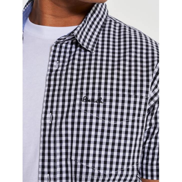 ESHER Short Sleeve Shirt Men 8V8T32 Black Check Bench Apparel