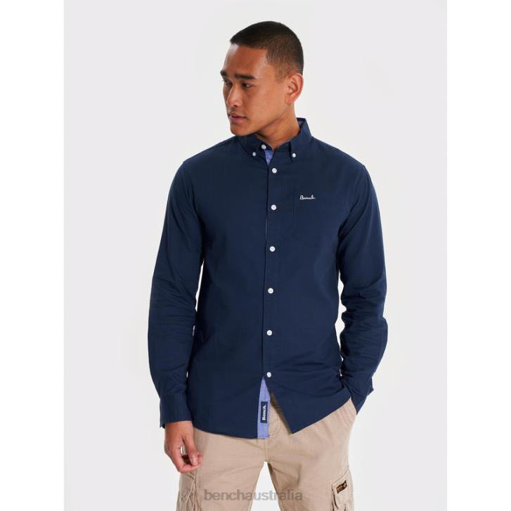 OXFORD Long Sleeve Shirt Men 8V8T24 Navy Bench Apparel