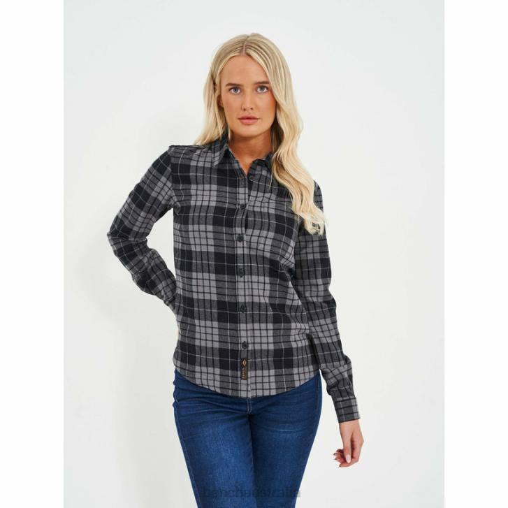 CARLOWLY Flannel Shirt Women 8V8T109 Black/Charcoal Check Bench Apparel