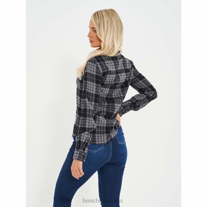 CARLOWLY Flannel Shirt Women 8V8T109 Black/Charcoal Check Bench Apparel