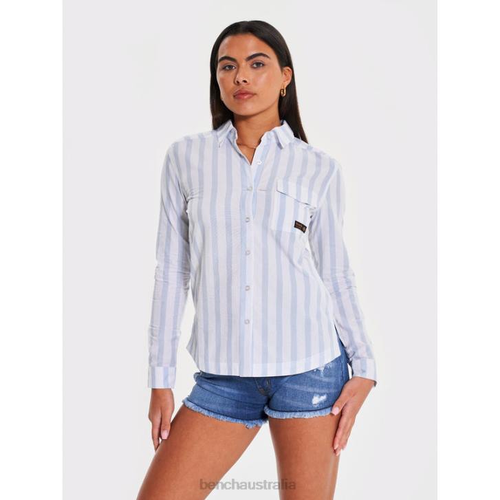 TELMA Long Sleeve Shirt Women 8V8T110 Blue Stripe Bench Apparel