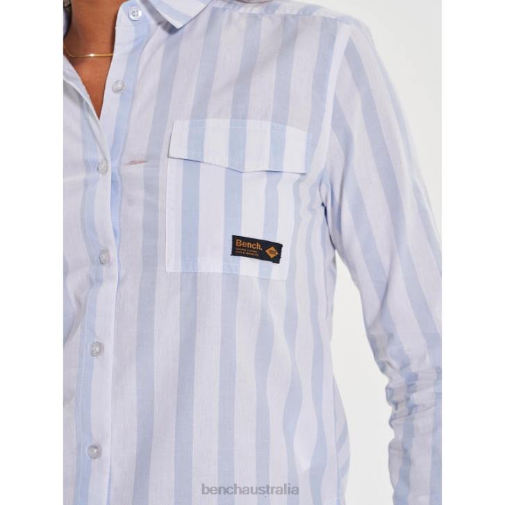 TELMA Long Sleeve Shirt Women 8V8T110 Blue Stripe Bench Apparel