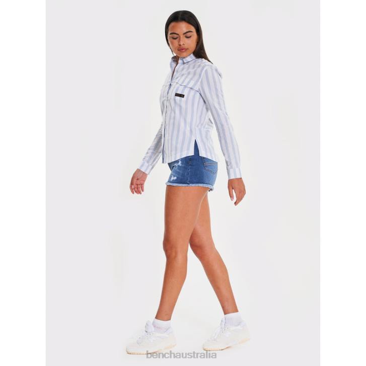 TELMA Long Sleeve Shirt Women 8V8T110 Blue Stripe Bench Apparel